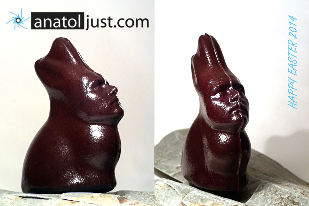 Worlds First Easter Chocolate Bunny with human face by Anatol Just